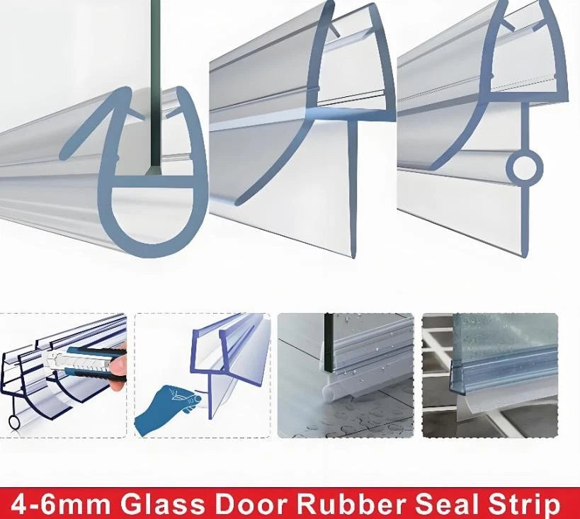Shower Screen Seal Strip | For 4-6mm Glass | Up to 20mm Gap | Bath Door 90cm