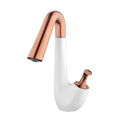 Elegant Swan Design Bathroom Faucet – Rotating Matte Black & Rose Gold Mixer Tap