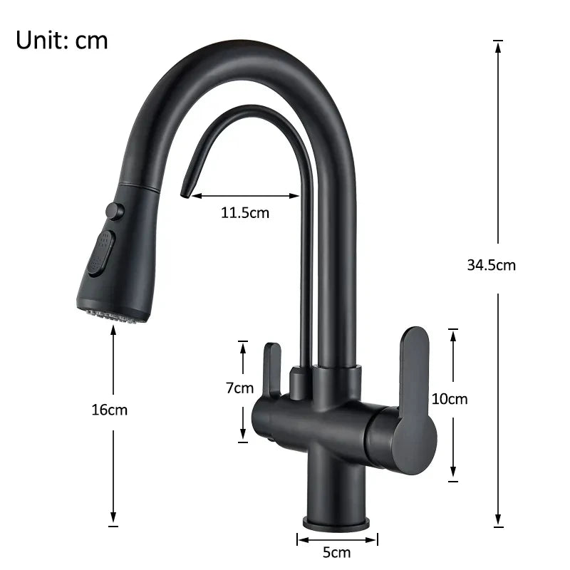 Touch & Manual Kitchen Faucet with Pull-Out Sprayer – Dual Handle Hot & Cold Mixer, Deck Mounted Sink Tap