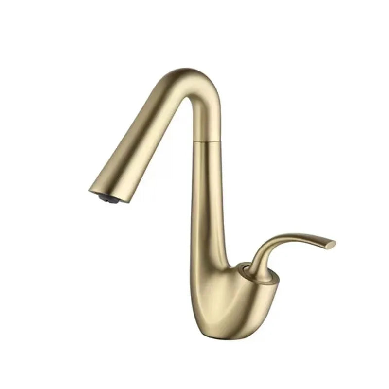 Elegant Swan Design Bathroom Faucet – Rotating Matte Black & Rose Gold Mixer Tap