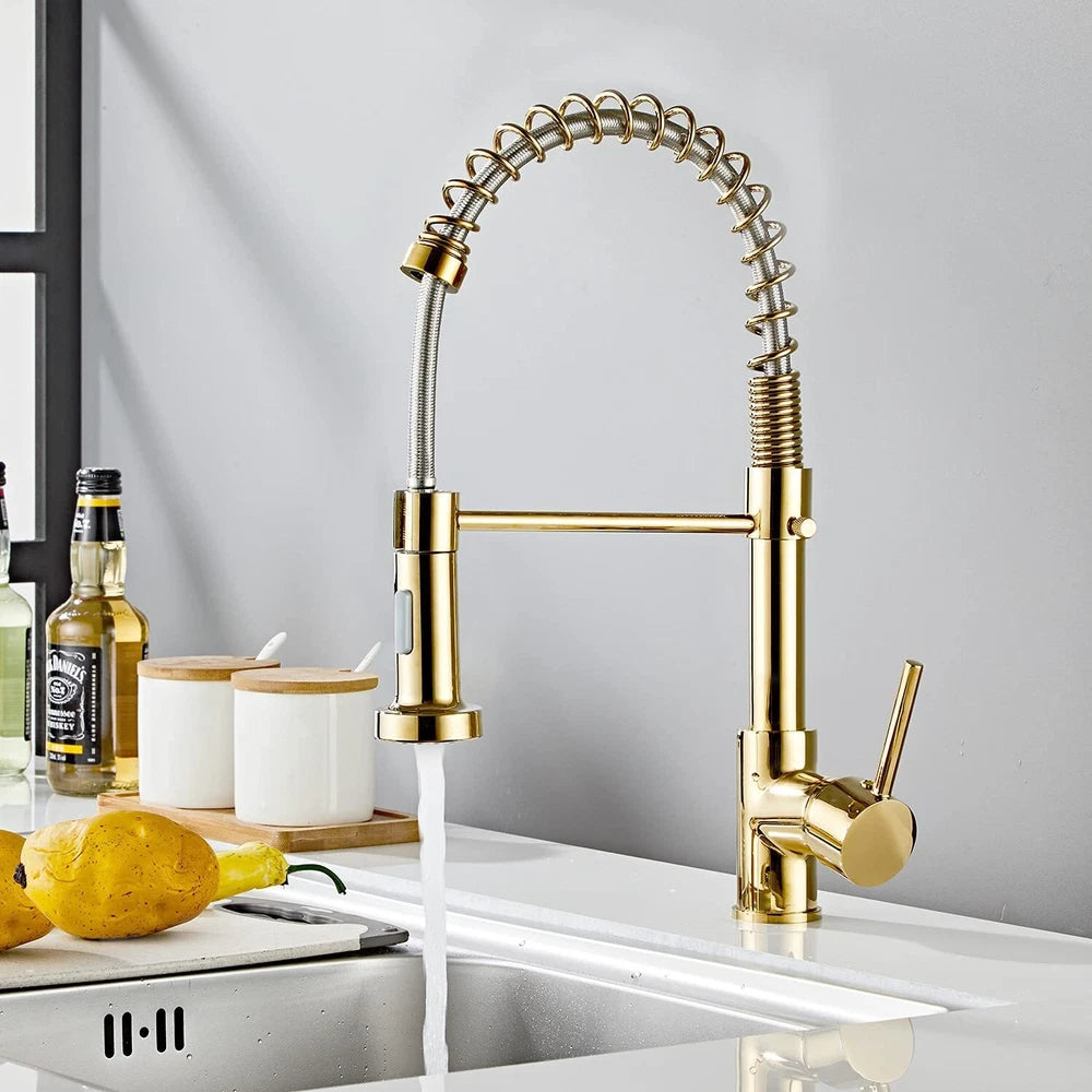 Modern Mono Pull Out Twin Kitchen Mixer Tap Sink Dual Spout Spray Single Lever