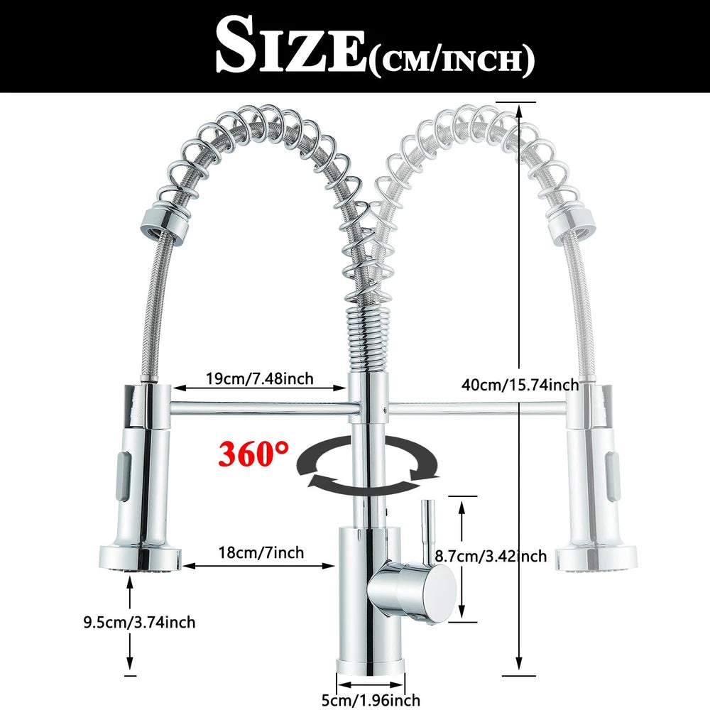 Modern Mono Pull Out Twin Kitchen Mixer Tap Sink Dual Spout Spray Single Lever