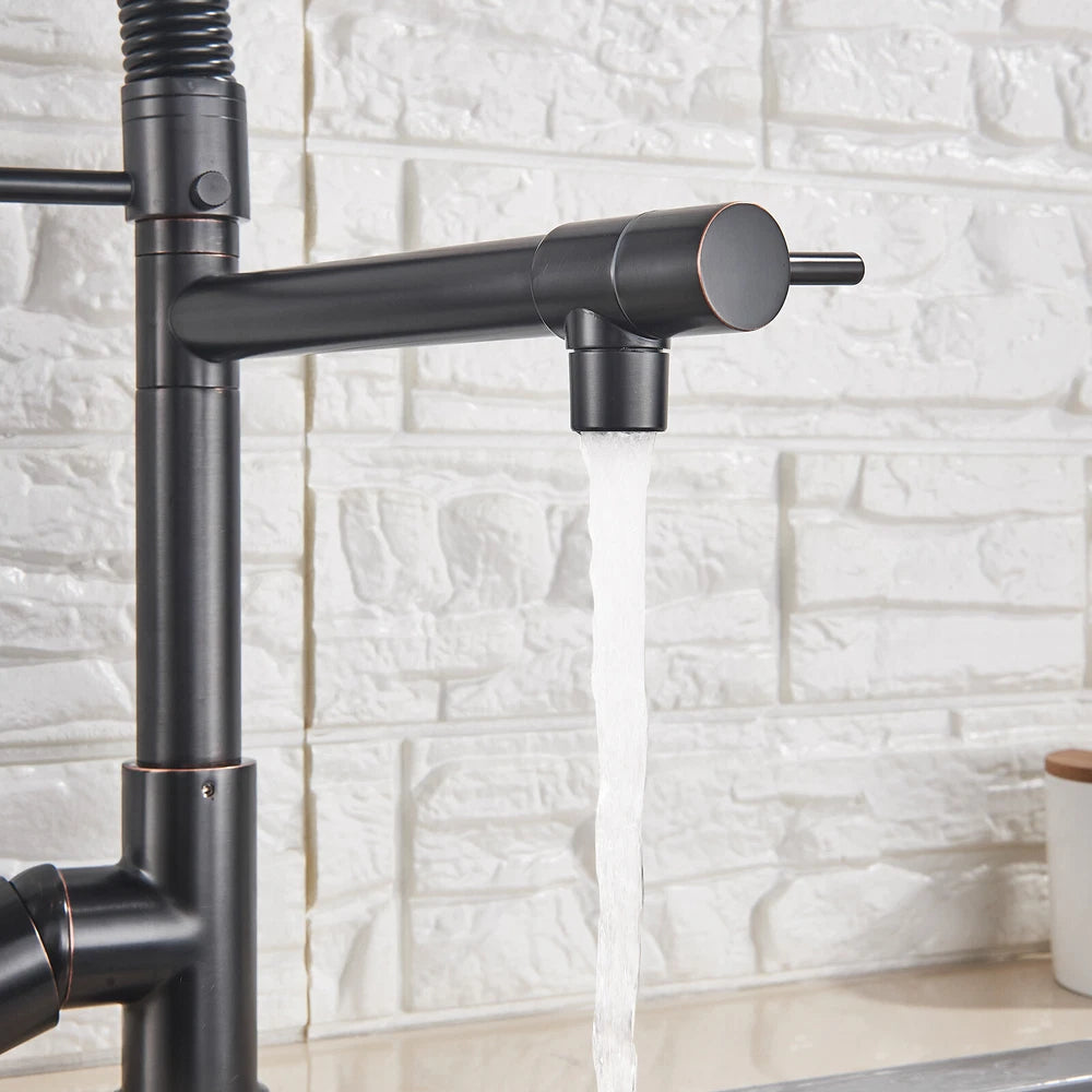 Modern Mono Pull Out Twin Kitchen Mixer Tap Sink Dual Spout Spray Single Lever