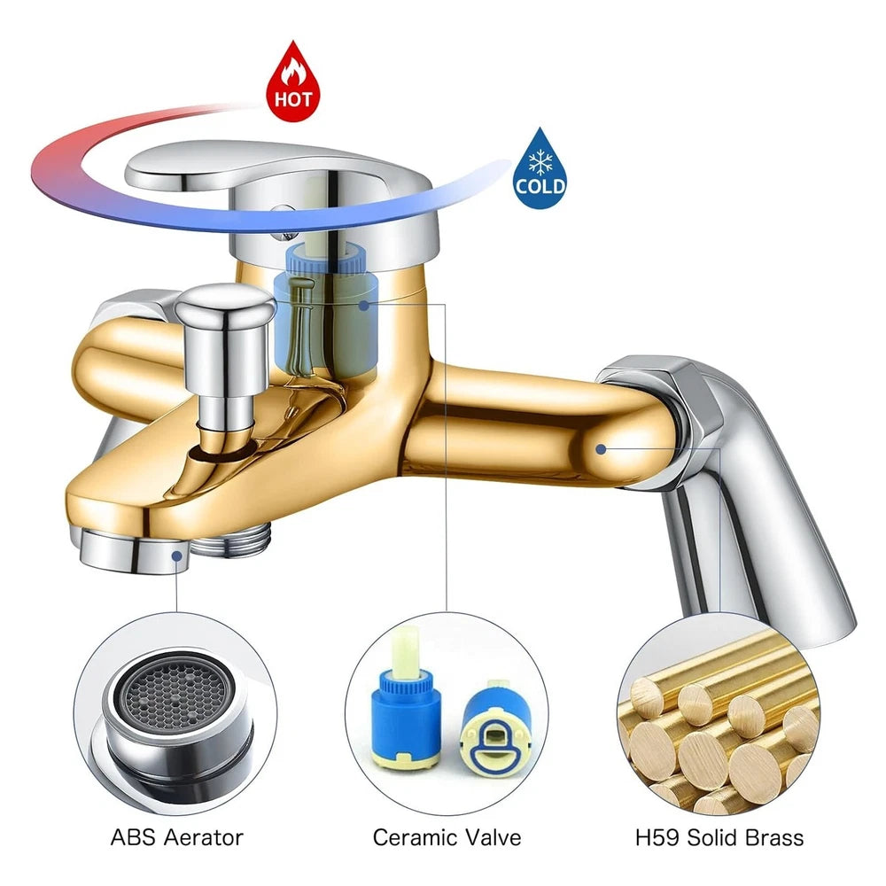 Luxury Bathroom Chrome Sink Bath Filler Tap Shower Mixer Taps with Hand Held Set