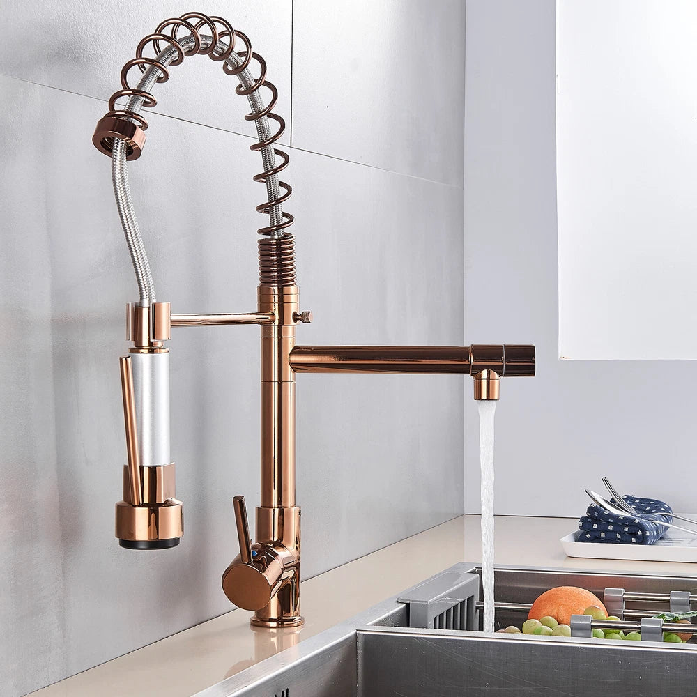 Modern Mono Pull Out Twin Kitchen Mixer Tap Sink Dual Spout Spray Single Lever