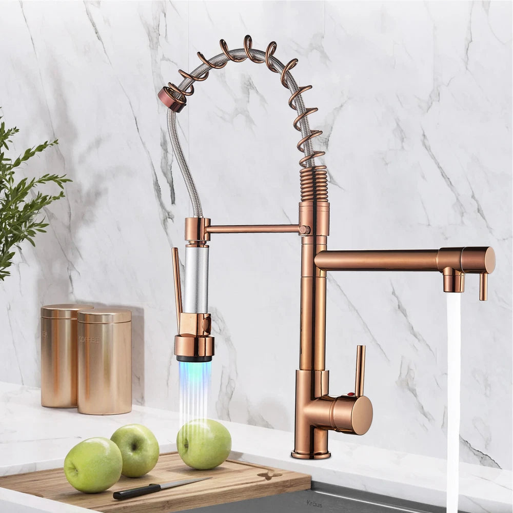Modern Mono Pull Out Twin Kitchen Mixer Tap Sink Dual Spout Spray Single Lever