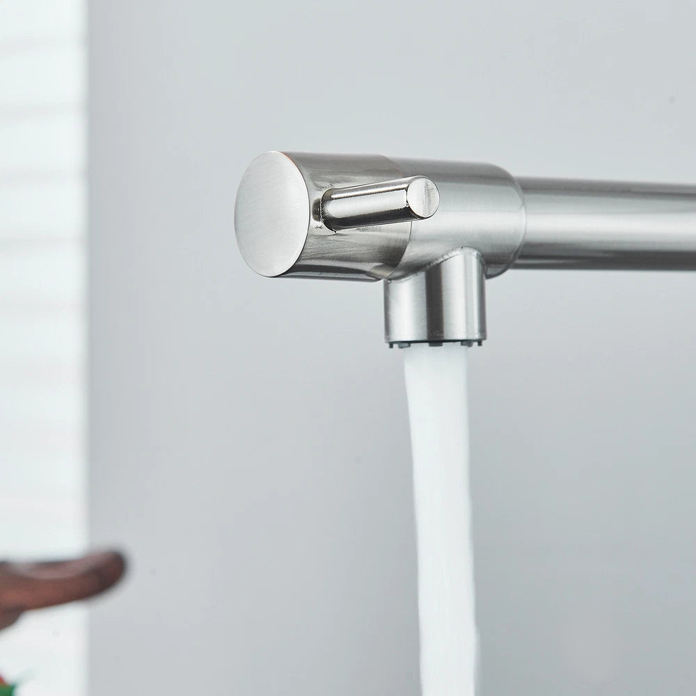 Modern Mono Pull Out Twin Kitchen Mixer Tap Sink Dual Spout Spray Single Lever