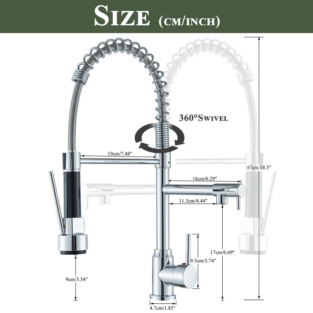 Modern Mono Pull Out Twin Kitchen Mixer Tap Sink Dual Spout Spray Single Lever