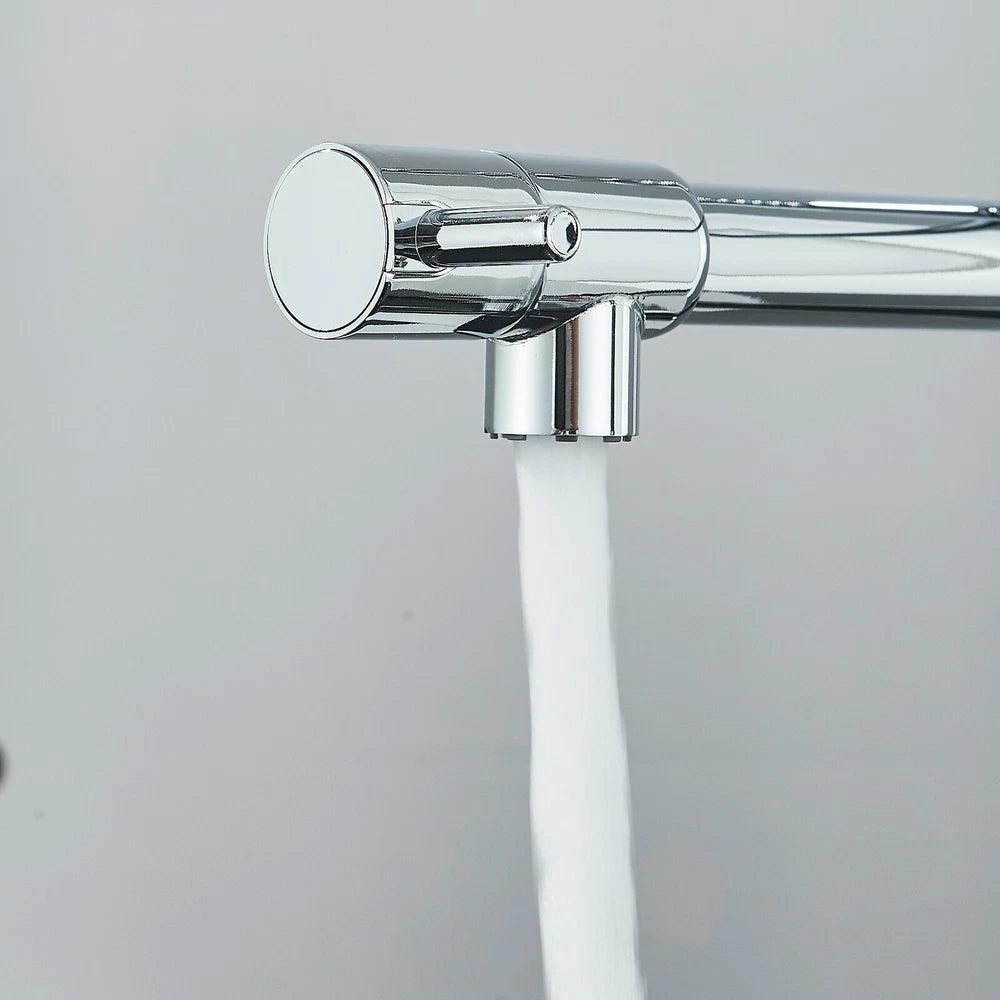 Modern Mono Pull Out Twin Kitchen Mixer Tap Sink Dual Spout Spray Single Lever