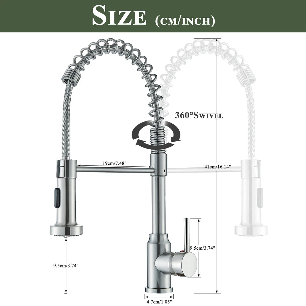 Modern Mono Pull Out Twin Kitchen Mixer Tap Sink Dual Spout Spray Single Lever