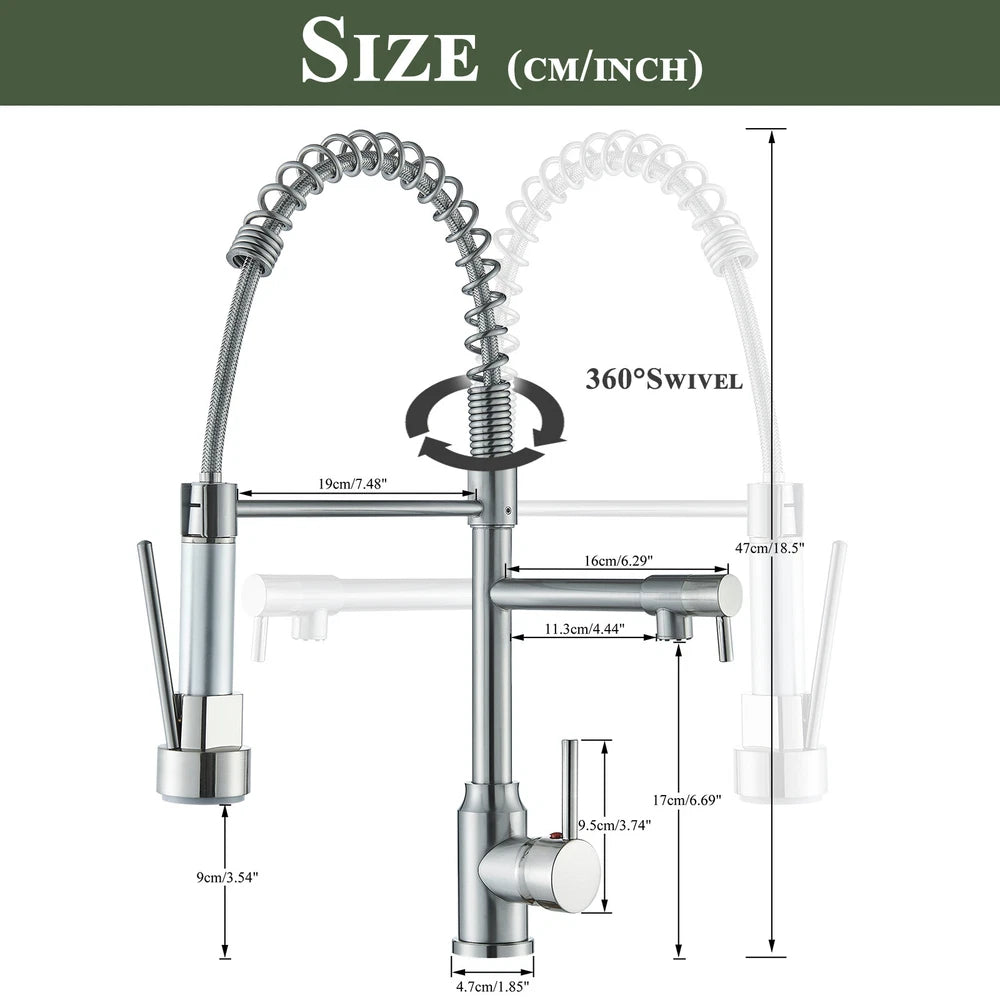 Modern Mono Pull Out Twin Kitchen Mixer Tap Sink Dual Spout Spray Single Lever