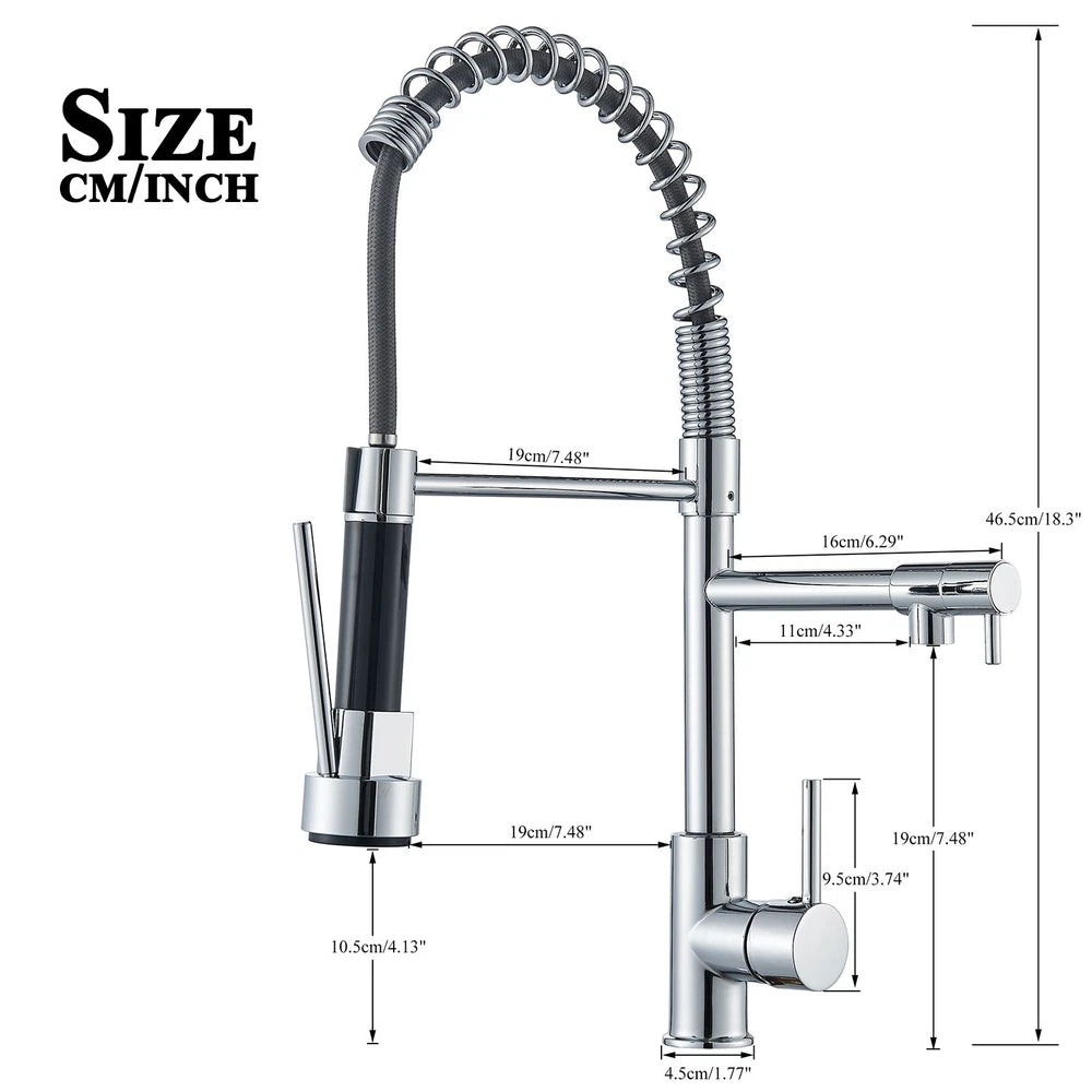 Modern Mono Pull Out Twin Kitchen Mixer Tap Sink Dual Spout Spray Single Lever
