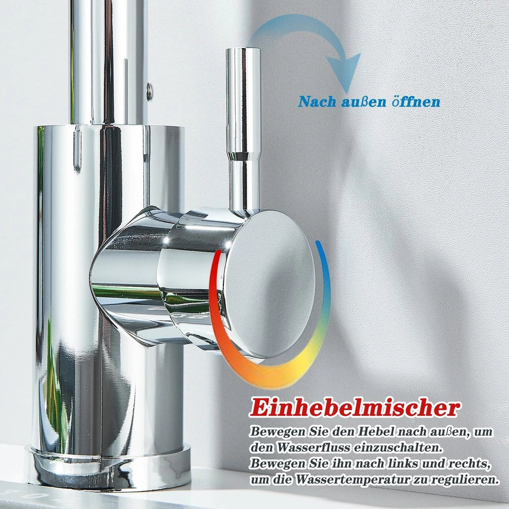 Modern Mono Pull Out Twin Kitchen Mixer Tap Sink Dual Spout Spray Single Lever