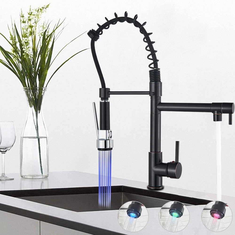 Modern Mono Pull Out Twin Kitchen Mixer Tap Sink Dual Spout Spray Single Lever