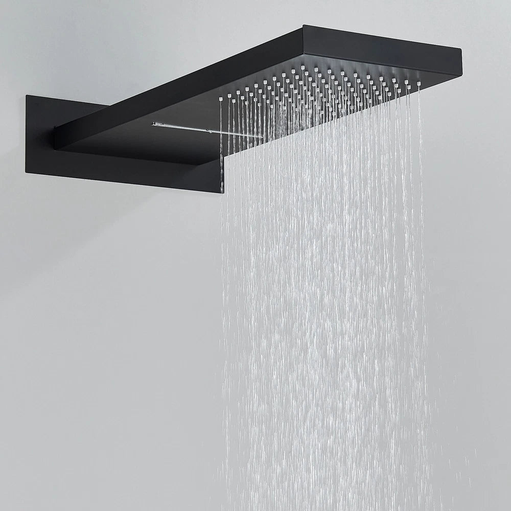 Thermostatic Concealed Shower Mixer Set Black Rain Shower Head Valve Taps Kit