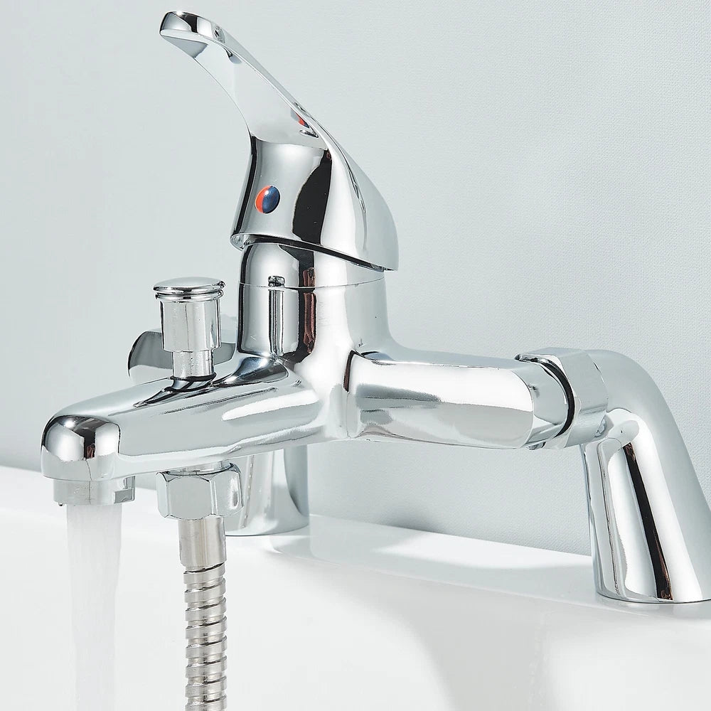 Luxury Bathroom Chrome Sink Bath Filler Tap Shower Mixer Taps with Hand Held Set