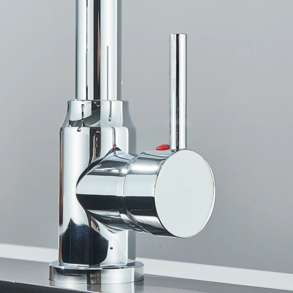 Modern Mono Pull Out Twin Kitchen Mixer Tap Sink Dual Spout Spray Single Lever