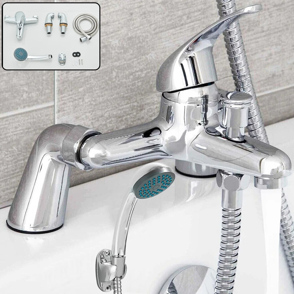 Luxury Bathroom Chrome Sink Bath Filler Tap Shower Mixer Taps with Hand Held Set
