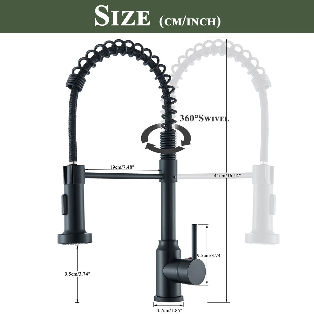 Modern Mono Pull Out Twin Kitchen Mixer Tap Sink Dual Spout Spray Single Lever
