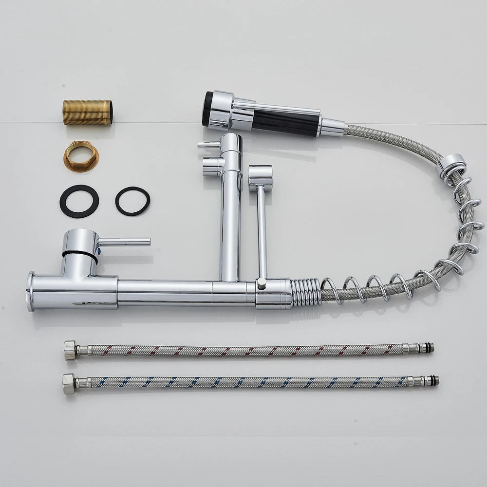 Modern Mono Pull Out Twin Kitchen Mixer Tap Sink Dual Spout Spray Single Lever