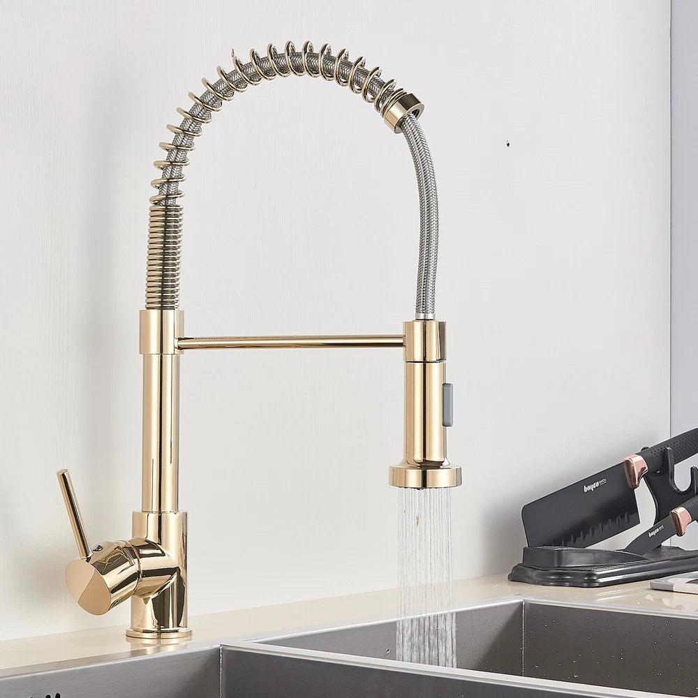 Modern Mono Pull Out Twin Kitchen Mixer Tap Sink Dual Spout Spray Single Lever