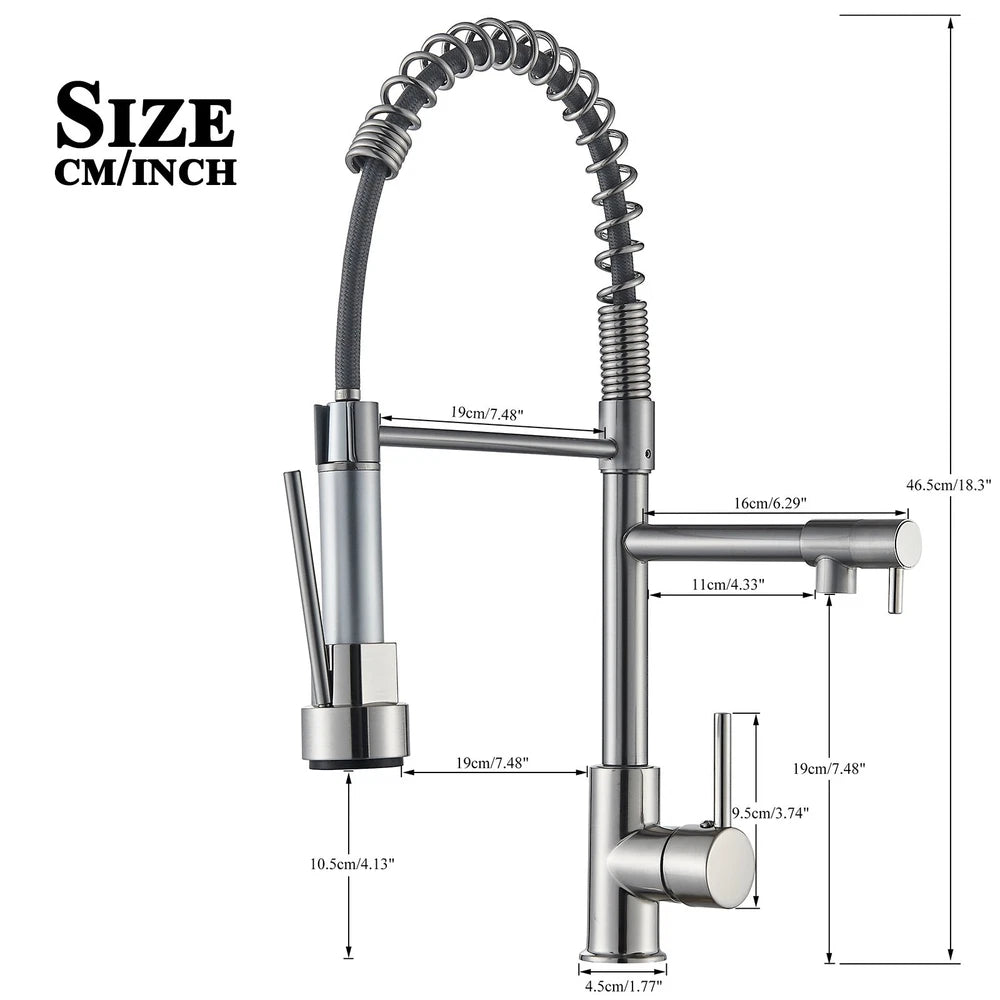 Modern Mono Pull Out Twin Kitchen Mixer Tap Sink Dual Spout Spray Single Lever