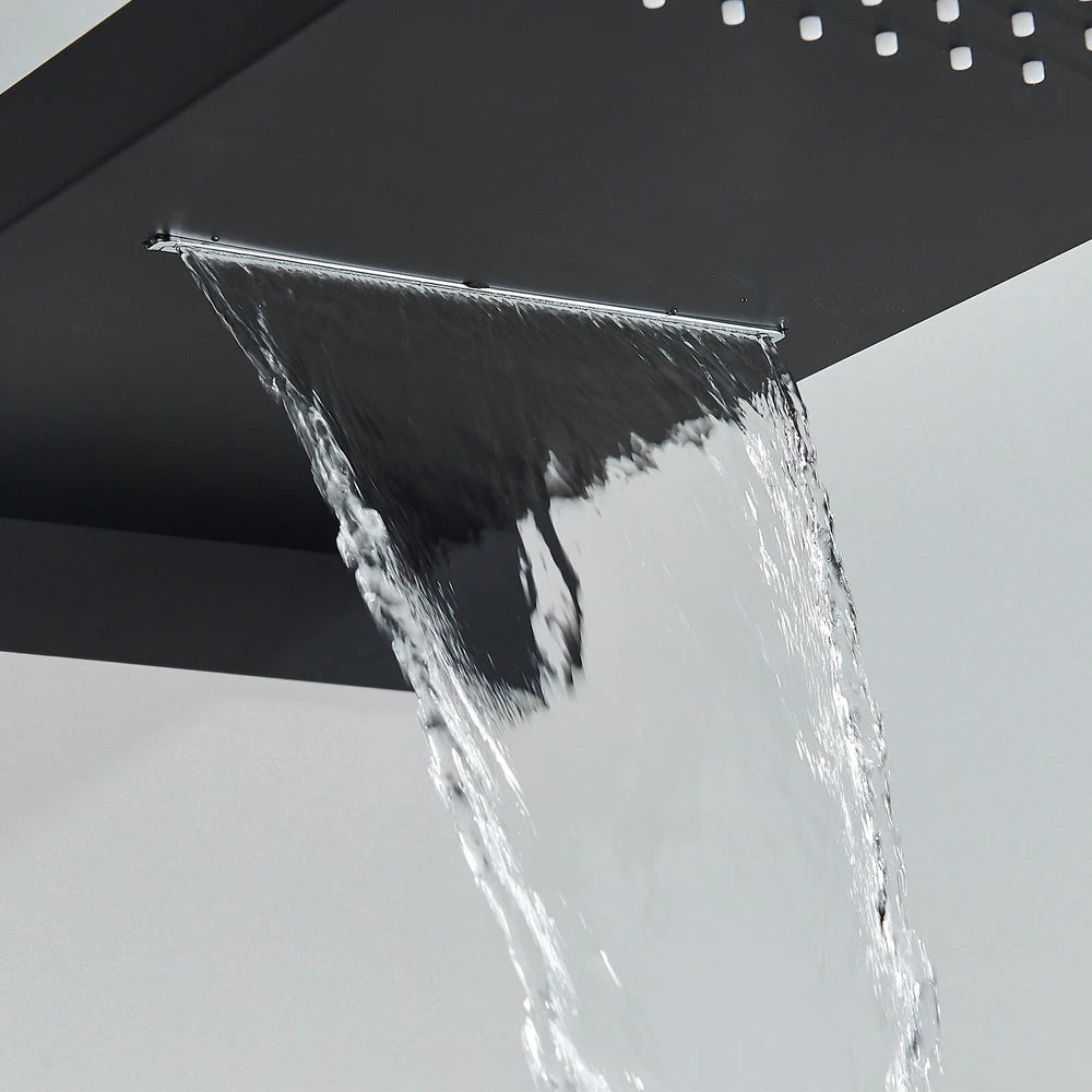 Thermostatic Concealed Shower Mixer Set Black Rain Shower Head Valve Taps Kit