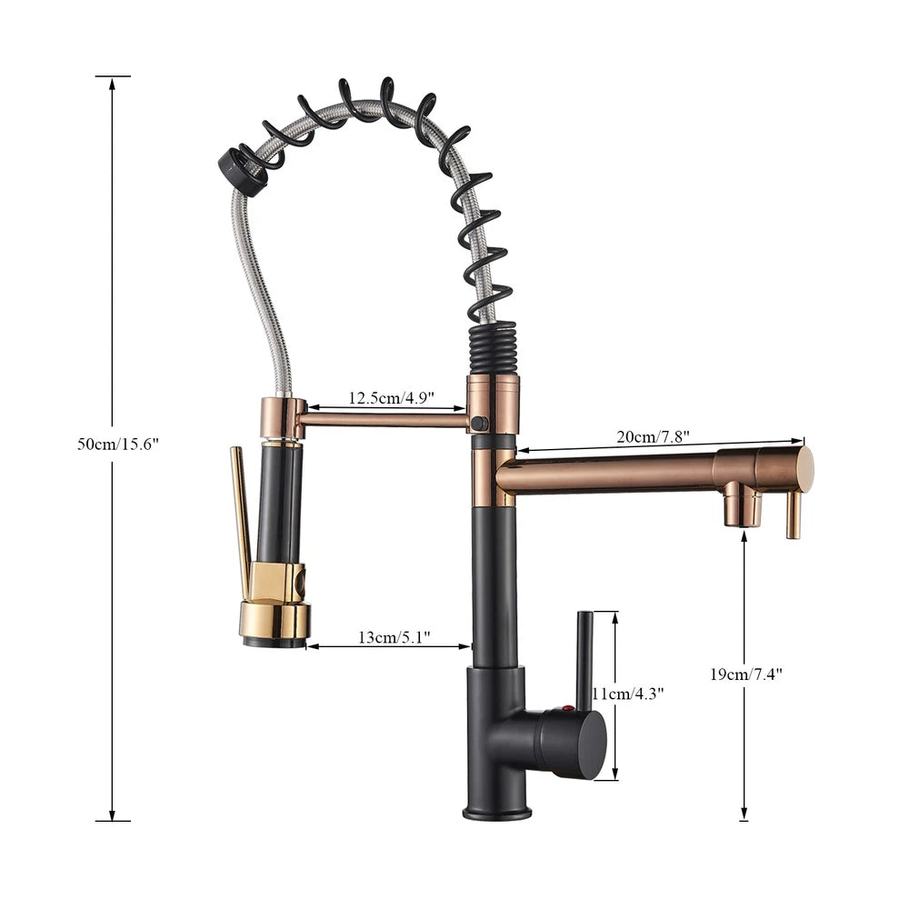 Modern Mono Pull Out Twin Kitchen Mixer Tap Sink Dual Spout Spray Single Lever