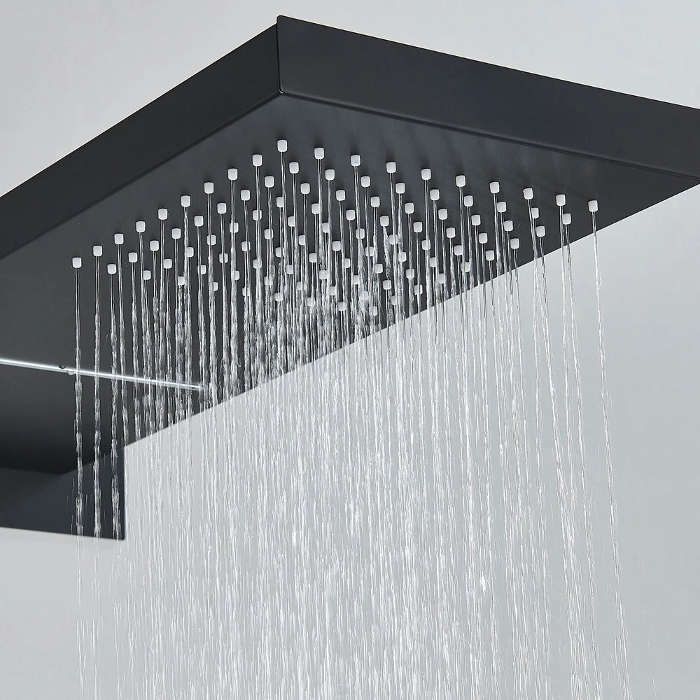 Thermostatic Concealed Shower Mixer Set Black Rain Shower Head Valve Taps Kit