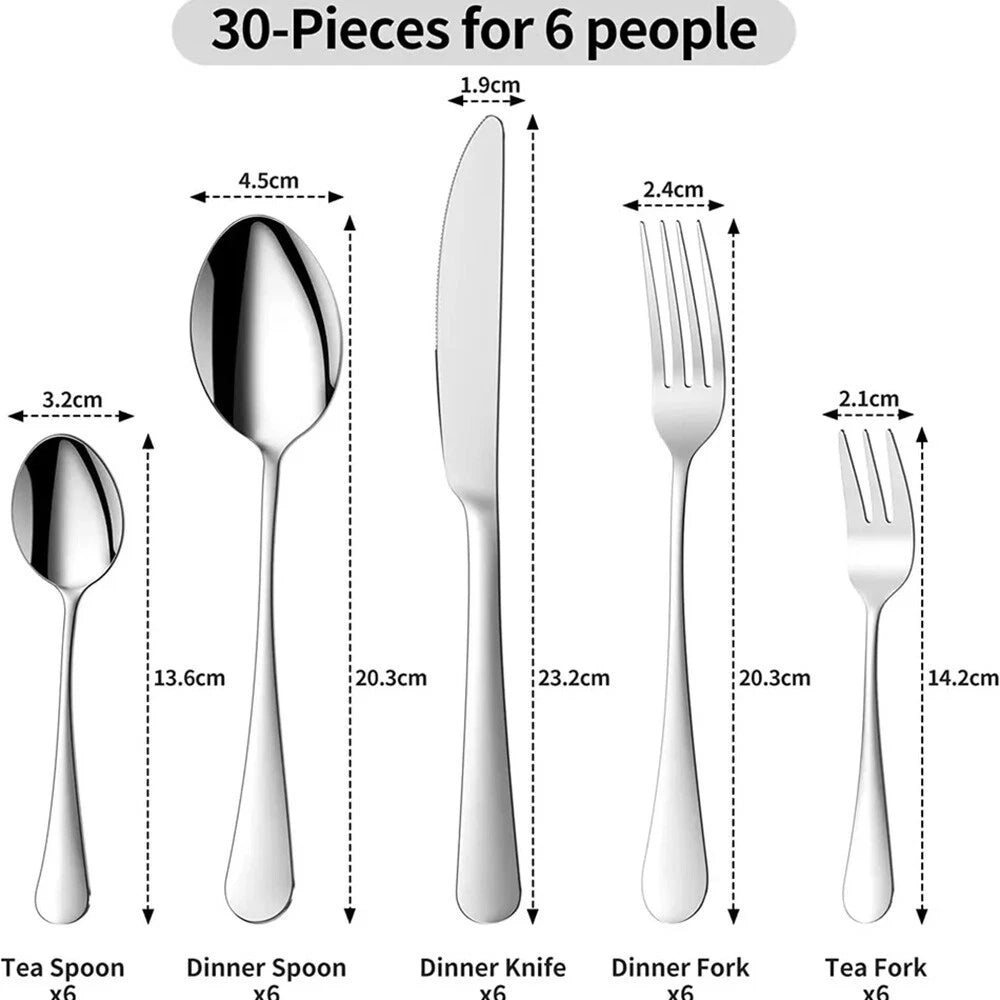 30X Cutlery Dinner Set Stainless Steel High Grade Tableware Fork Tea Spoons Tool