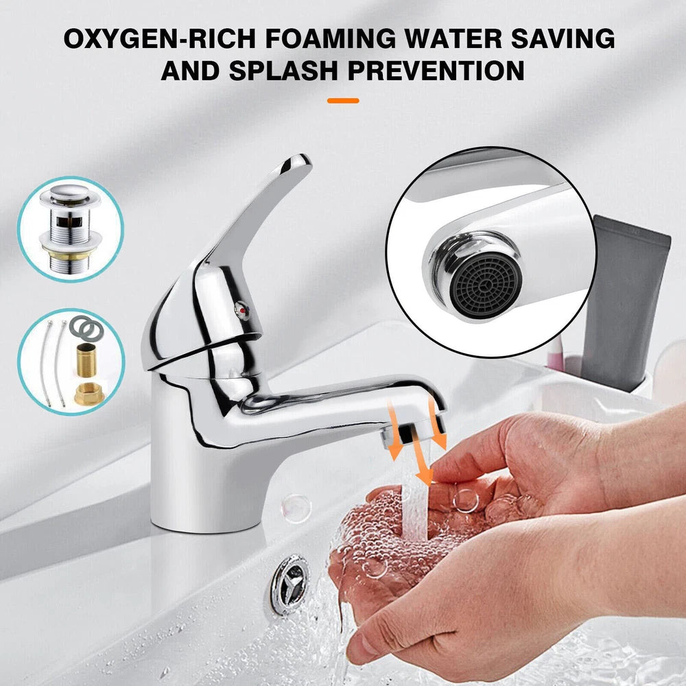 2026 Modern Bathroom Taps Basin Sink Mono Mixer Chrome Cloakroom Tap with Waste