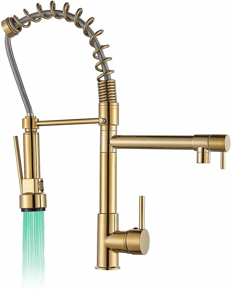 Modern Mono Pull Out Twin Kitchen Mixer Tap Sink Dual Spout Spray Single Lever