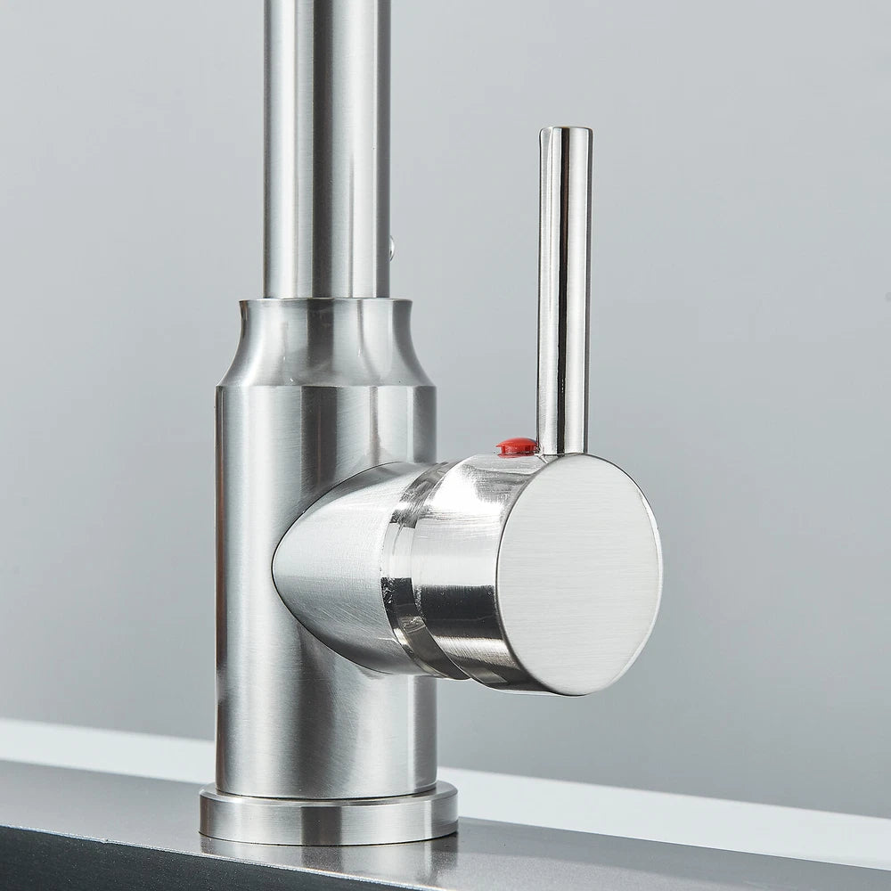 Modern Mono Pull Out Twin Kitchen Mixer Tap Sink Dual Spout Spray Single Lever