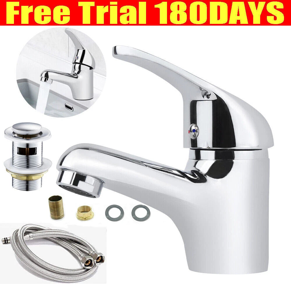 2026 Modern Bathroom Taps Basin Sink Mono Mixer Chrome Cloakroom Tap with Waste