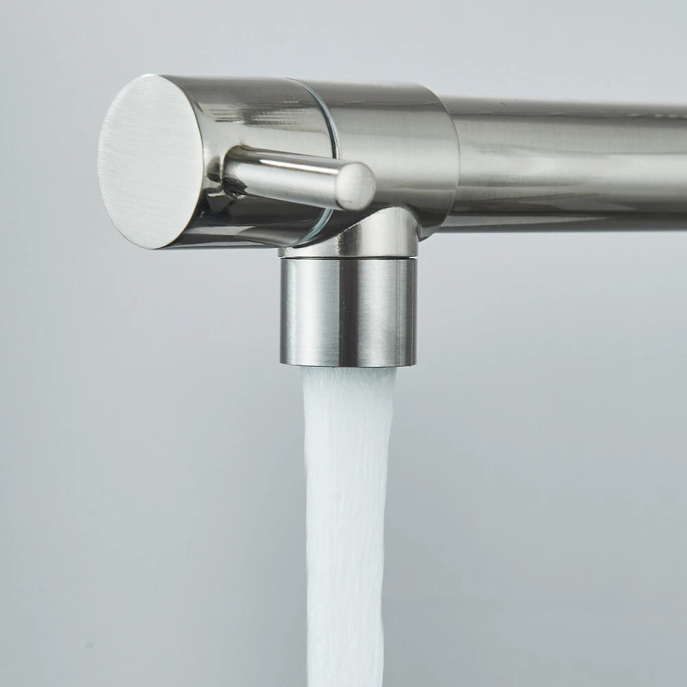 Modern Mono Pull Out Twin Kitchen Mixer Tap Sink Dual Spout Spray Single Lever