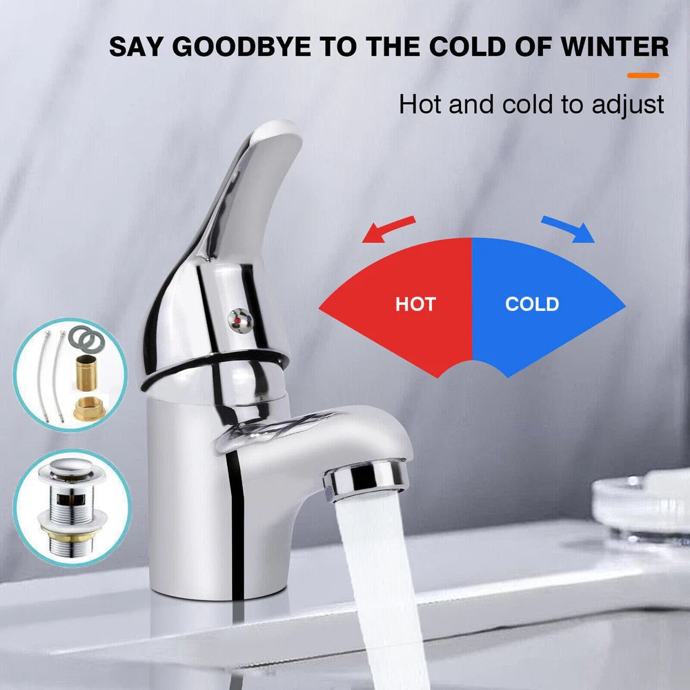 2026 Modern Bathroom Taps Basin Sink Mono Mixer Chrome Cloakroom Tap with Waste