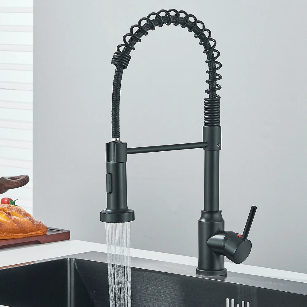 Modern Mono Pull Out Twin Kitchen Mixer Tap Sink Dual Spout Spray Single Lever