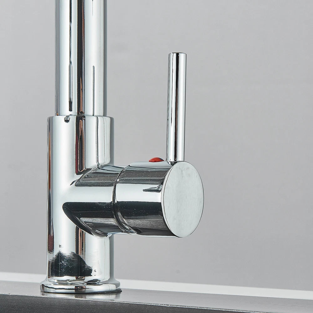 Modern Mono Pull Out Twin Kitchen Mixer Tap Sink Dual Spout Spray Single Lever