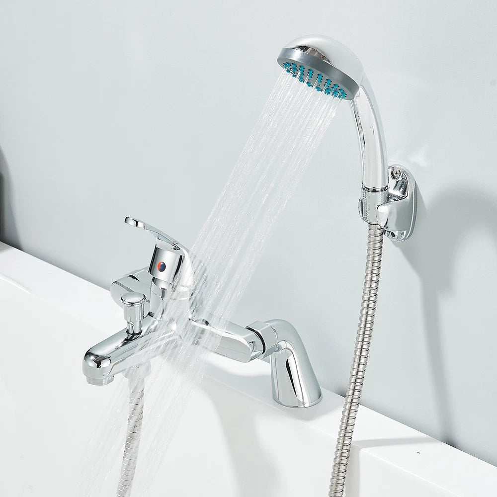 Luxury Bathroom Chrome Sink Bath Filler Tap Shower Mixer Taps with Hand Held Set