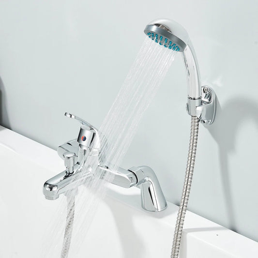 Luxury Bathroom Chrome Sink Bath Filler Tap Shower Mixer Taps with Hand Held Set