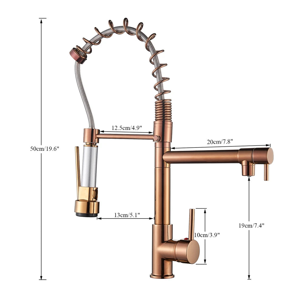 Modern Mono Pull Out Twin Kitchen Mixer Tap Sink Dual Spout Spray Single Lever