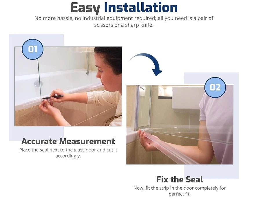 Shower Screen Seal Strip | For 4-6mm Glass | Up to 20mm Gap | Bath Door 90cm
