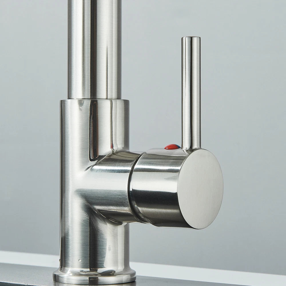 Modern Mono Pull Out Twin Kitchen Mixer Tap Sink Dual Spout Spray Single Lever
