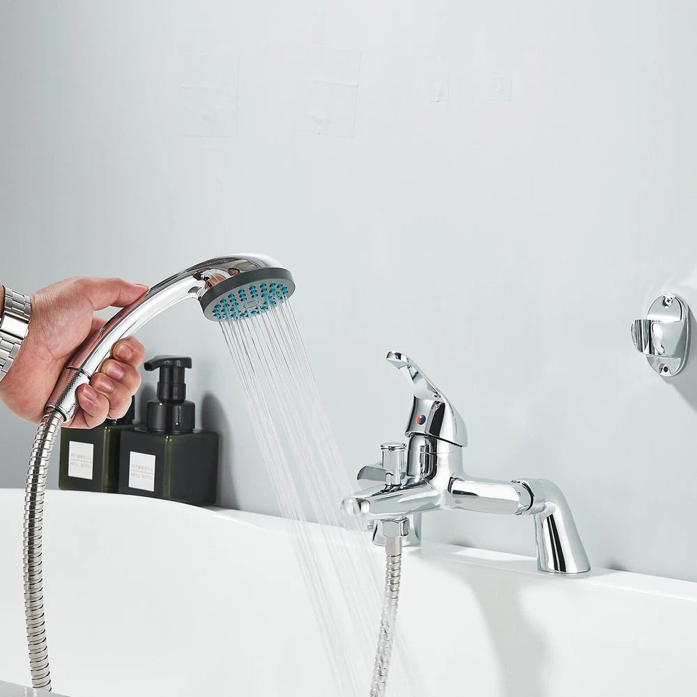 Luxury Bathroom Chrome Sink Bath Filler Tap Shower Mixer Taps with Hand Held Set
